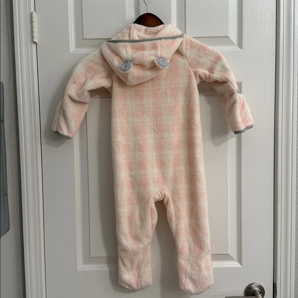 The North Face Campshire Pink White‎ Plaid Baby Fleece One Peice Onsie 18-24 M